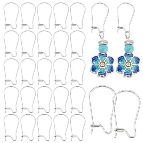 PandaHall 50Pcs 304 Edelstahl Ohrringe Haken U-Form Ohrdrähte Komponenten Ohrdraht-Verbindungsstück Nieren-Ohrringe Haken für Drop Dangle Ohrringe, 20x10mm von Pandahall