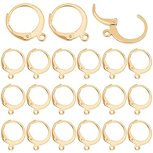 PandaHall 50 Stück 304 Edelstahl Hebel Zurück Hoop Ohrring Französische Ohrhaken Edelstahl Leverback Ohrringe Zubehör für DIY Ohrringe Basteln, 14,5x12mm, loch: 1mm; Stift: 0.8x1mm, Golden von PH PandaHall