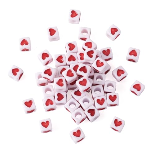 PandaHall 50 Stück Würfel Acryl Herz Perlen großes Loch weiß quadratisch mit rotem Herz Abstandshalter lose Perlen 7x7mm Mini europäische Perlen für Handwerk Schmuck Halsketten Armbänder Herstellung PandaHall 50 Stück Würfel Acryl Herz Perlen großes Loch weiß quadratisch mit rotem Herz Abstandshalter lose Perlen 7x7mm Mini europäische Perlen für Handwerk Schmuck Halsketten Armbänder Herstellung von PandaHall