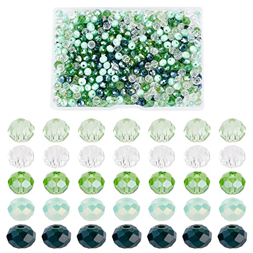 PandaHall 500pcs Facettierte Glasperlen, 6 mm Grüne Kristallperlen Für St. Patrick Day 5 Farben Weihnachten Grüne Lose Perlen Abstandshalter Für Frühlings-Heimdekoration DIY Ohrring-Halsketten von PH PandaHall