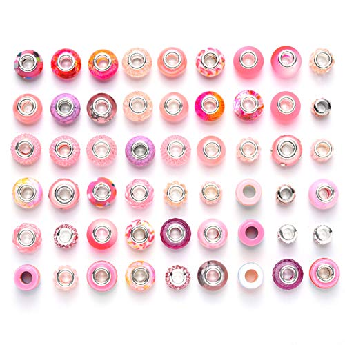 PandaHall 54 Stück Acryl- & Harz- & Polymer-Ton, Strass, Europäische Rondelle-Perlen, große Lochabstandshalter, lose Perlen mit silberfarbenem Kern, passend für europäische, rosa PandaHall 54 Stück Acryl- & Harz- & Polymer-Ton, Strass, Europäische Rondelle-Perlen, große Lochabstandshalter, lose Perlen mit silberfarbenem Kern, passend für europäische, rosa von PH PandaHall