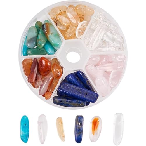PandaHall 6 Farben Unregelmäßige Chip Steinperlen Natürliche Edelstein Chips Perlen Kristall Crushed Beads Glatte Tränenperlen Quarz Beads für Armband Halskette Ohrringe Schmuckherstellung von PH PandaHall