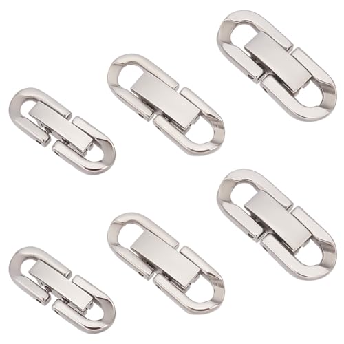 PandaHall 6 Stück 3 Stile Edelstahl Faltschließe Halskette Armbandverlängerungen Faltschließe Bajonettverschlüsse Schmuckverlängerung Faltschließe Set Für Die Schmuckherstellung von PH PandaHall