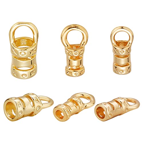 PandaHall 60 Stück Kabelendkappen 18 Karat Vergoldete Lederkappe Kleber In Barrel Endkappen Messingrohr Quetschperlen Endkappen Gewindeenden Für Kumihimo Armbänder Halsketten Schlüsselanhänger Taschen von PH PandaHall