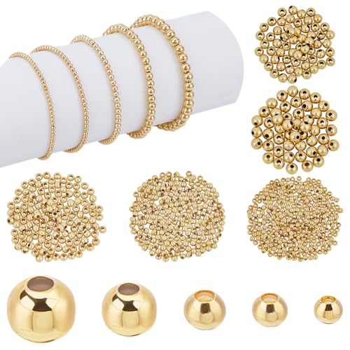 PandaHall 695pcs 18K Gold Abstandsperlen, 5 Größen Nahtlose Glatte Perlen Lose Perlen Kleine Kugelperlen Kleine Runde Abstandshalter Für Armband Halskette Schmuck DIY Handwerk PandaHall 695pcs 18K Gold Abstandsperlen, 5 Größen Nahtlose Glatte Perlen Lose Perlen Kleine Kugelperlen Kleine Runde Abstandshalter Für Armband Halskette Schmuck DIY Handwerk von PH PandaHall