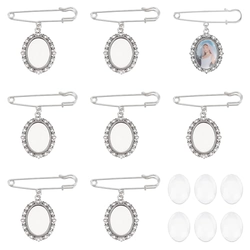 PandaHall 8 Sets DIY Pin Brosche Making Kit Inklusive 8 Stück Eisen Brosche Tray mit 8 Stück Oval Klarglas Cabochons Boutonniere Bouquet Charms für Hochzeitsfeier, Antik Silber & Platin PandaHall 8 Sets DIY Pin Brosche Making Kit Inklusive 8 Stück Eisen Brosche Tray mit 8 Stück Oval Klarglas Cabochons Boutonniere Bouquet Charms für Hochzeitsfeier, Antik Silber & Platin von PH PandaHall