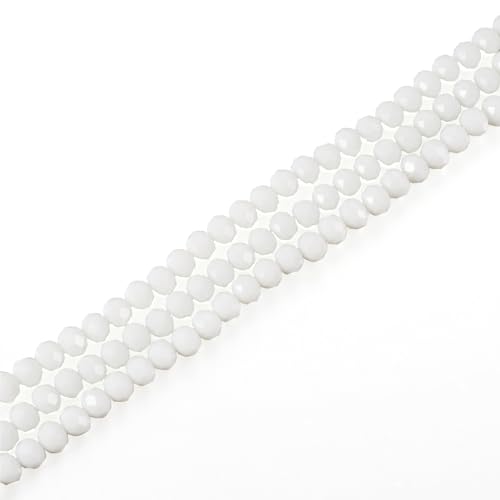 PandaHall 870 Stück Briolette facettierte Rondelle Glasperlen 6 mm weiß undurchsichtiges Glas kleine Abstandshalter Perlen für Armband, Halsketten, Ohrringe, Schmuckherstellung von PH PandaHall