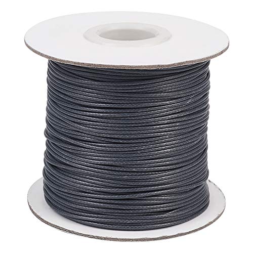 PandaHall 88 Yards/Rollen 1mm Geflochtene Gewachste Baumwollschnur für DIY Armband Schmuckherstellung Handwerk Machen (Darkgray) von PH PandaHall