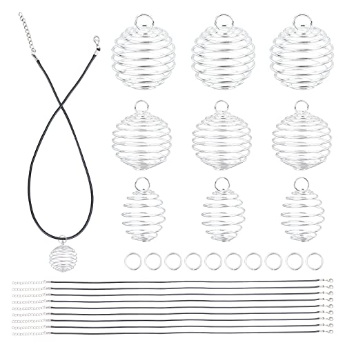 PandaHall Elite 24 Stück 30/25 / 15x25 / 20 / 14mm 3 Größe Silber Eisen Spirale Bead Käfige Anhänger mit 24 Stück 17 "schwarz Kunstleder Schnur Kette für Schmuck Machen PandaHall Elite 24 Stück 30/25 / 15x25 / 20 / 14mm 3 Größe Silber Eisen Spirale Bead Käfige Anhänger mit 24 Stück 17 "schwarz Kunstleder Schnur Kette für Schmuck Machen von PH PandaHall