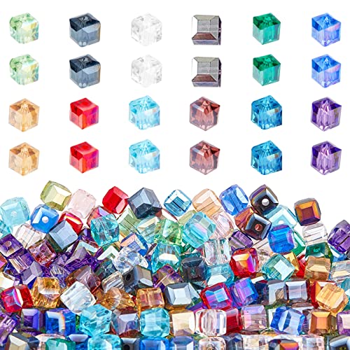 PandaHall Elite 360 teile/schachtel 6mm Cube Galvanisieren Glasperlen mit 1mm Loch, 12 Mischfarben AB Farbe Überzogen Facettierte Perle für Armband Neckalce Making von PH PandaHall