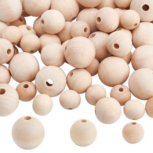 PandaHall Elite 60 Stück 20~30mm Runde Holzperlen Kugel Kugeln Spacer Zwischenperlen e für DIY Schmuck von PH PandaHall