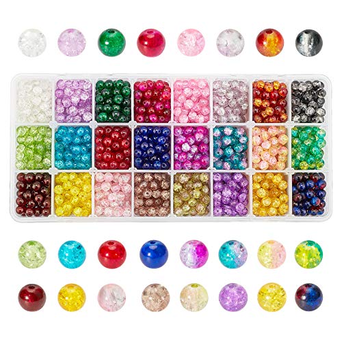 PandaHall Elite & reg 1440pcs / Spray Painted Crackle Glasperlen, rund, Gemischte Farbe, 6mm, Bohrung: 1.3~1.6mm; ungefähr 60pcs / compent; PandaHall Elite & reg 1440pcs / Spray Painted Crackle Glasperlen, rund, Gemischte Farbe, 6mm, Bohrung: 1.3~1.6mm; ungefähr 60pcs / compent; von PH PandaHall