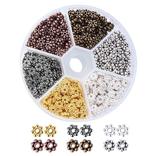 PandaHall 600pcs 6 Farbe Tibetischer Stil Legierung Blume Abstandshalter Perlen 6mm Daisy Metall Abstandshalter Mini Schneeflocke Lose Perlen Craft Perlen für Armband Halskette Schmuck Herstellung PandaHall 600pcs 6 Farbe Tibetischer Stil Legierung Blume Abstandshalter Perlen 6mm Daisy Metall Abstandshalter Mini Schneeflocke Lose Perlen Craft Perlen für Armband Halskette Schmuck Herstellung von PH PandaHall