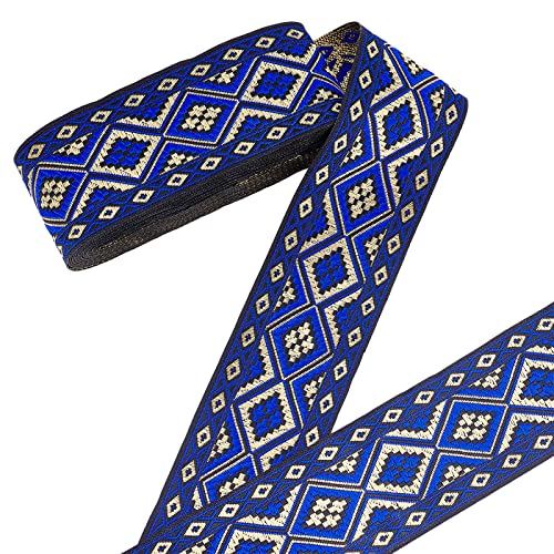 PH PandaHall Ethnisches Jacquard Band, 7 Yard Besticktes Gewebtes Band Boho Stoff Nähband Rhombus Borte Fransen Dekor Trim Für faschingskostüme karneval kostüm damen männer DIY Dekoration 5 cm von PH PandaHall