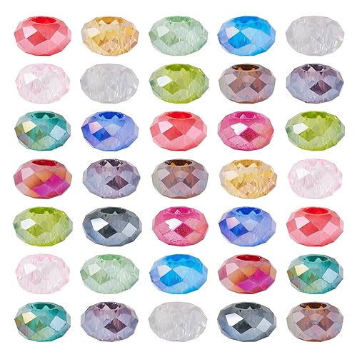PandaHall Facettierte Muranoglasperlen, großes Loch, europäische Glasperlen für Schmuckherstellung, 14 x 8 mm. PandaHall Facettierte Muranoglasperlen, großes Loch, europäische Glasperlen für Schmuckherstellung, 14 x 8 mm. von PH PandaHall