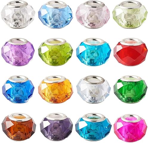 PandaHall Facettierte Muranoglasperlen, großes Loch, europäische Glasperlen für Schmuckherstellung,14 x 9,5-10 mm PandaHall Facettierte Muranoglasperlen, großes Loch, europäische Glasperlen für Schmuckherstellung,14 x 9,5-10 mm von PH PandaHall