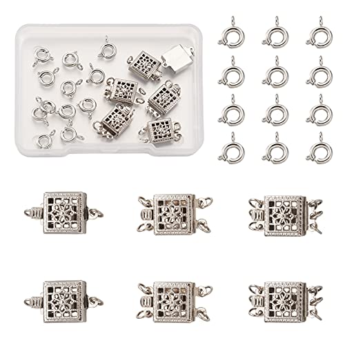 PandaHall Filigrane Blumenkasten-Verschlüsse und Federringverschlüsse, platiniert, rechteckig, filigrane Schmuckverschlüsse, für selbstgemachte Halsketten, Armbänder, 18 Stück PandaHall Filigrane Blumenkasten-Verschlüsse und Federringverschlüsse, platiniert, rechteckig, filigrane Schmuckverschlüsse, für selbstgemachte Halsketten, Armbänder, 18 Stück von PandaHall