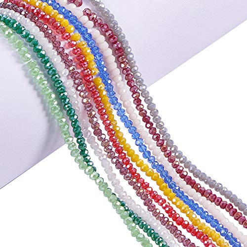 PandaHall 10 Stränge Glasperlen 4mm Kristall facettierte Perlen Elektroplatte AB Farbe überzogene Glasperlen Rondelle Kristallperlen Stränge für Handwerk DIY Armbänder Perlen Schmuck Herstellung von PH PandaHall