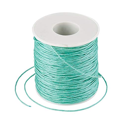 PandaHall Geflochtene Baumwollschnur, 1 mm, gewachste Baumwollschnur für DIY-Schmuckherstellung, Aquamarin, 91,4 m von PH PandaHall