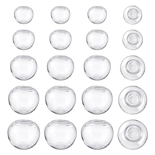 PandaHall Glaskugel-Flasche, 10/12/14/16/18 mm, klare, runde Kristallflasche, hohl, Wunschkugel-Perlen für DIY-Schmuck, Anhänger, Ohrringe, Basteln, 100 Stück von PH PandaHall