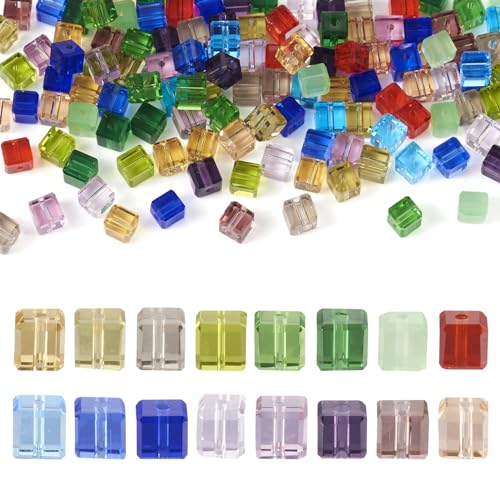 PandaHall Glasperlen, Würfelperlen, 4 mm, quadratische Kristallperlen, Armband, Bastelperlen, Großpackung für Bastelarbeiten, Halsketten, Ohrringe, Schmuckherstellung, 120 Stück von PH PandaHall
