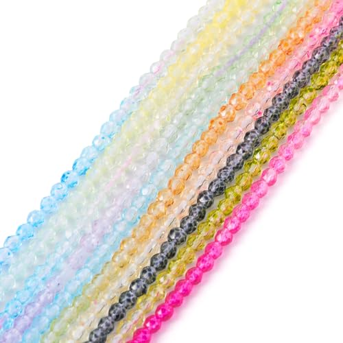 PandaHall Glasperlen, facettiert, rund, Farbverlauf, Kristallglas, lose Perlen für Bastelarbeiten, Armbänder, Schmuckherstellung, 10 Stränge, 2 mm PandaHall Glasperlen, facettiert, rund, Farbverlauf, Kristallglas, lose Perlen für Bastelarbeiten, Armbänder, Schmuckherstellung, 10 Stränge, 2 mm von PandaHall