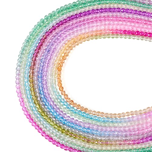 PandaHall Glasperlen, facettiert, rund, Farbverlauf, Kristallglas, lose Perlen für Bastelarbeiten, Armbänder, Schmuckherstellung, 10 Stränge, 3 mm PandaHall Glasperlen, facettiert, rund, Farbverlauf, Kristallglas, lose Perlen für Bastelarbeiten, Armbänder, Schmuckherstellung, 10 Stränge, 3 mm von PH PandaHall