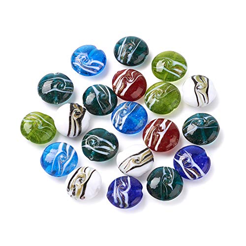 PandaHall Glasperlen, leuchtende lose Perlen für Schmuckherstellung, Flach, rund, 20 mm, 20 Stück. PandaHall Glasperlen, leuchtende lose Perlen für Schmuckherstellung, Flach, rund, 20 mm, 20 Stück. von PH PandaHall