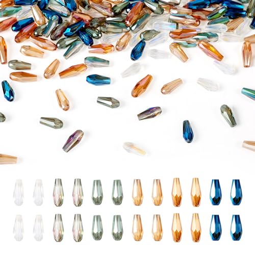 PandaHall Glasperlen in Tropfenform, facettiert, halbbeschichtet, Abstandshalter, Wassertropfen, lose Perlen für Armbänder, Halsketten, Schmuckherstellung, 120 Stück PandaHall Glasperlen in Tropfenform, facettiert, halbbeschichtet, Abstandshalter, Wassertropfen, lose Perlen für Armbänder, Halsketten, Schmuckherstellung, 120 Stück von PH PandaHall