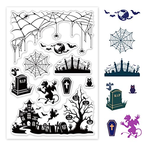 PandaHall Halloween Silikonstempel, Spinnennetz Geister Klare Stempel Karten Gummistempel Transparente Stempel Für Papierkarten Basteln Journaling Fotoalbum Dekoration Und DIY Scrapbooking PandaHall Halloween Silikonstempel, Spinnennetz Geister Klare Stempel Karten Gummistempel Transparente Stempel Für Papierkarten Basteln Journaling Fotoalbum Dekoration Und DIY Scrapbooking von PH PandaHall