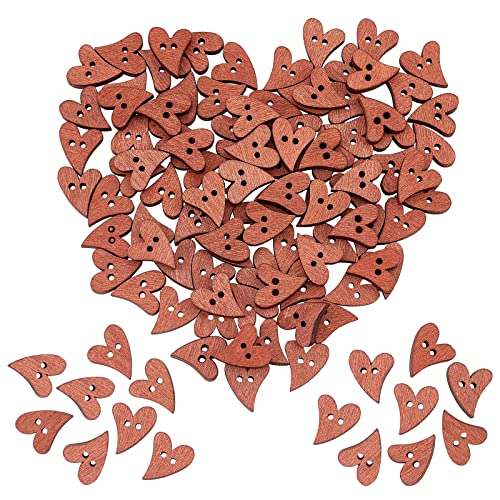 PandaHall 100PCS hölzerne Knöpfe zum Nähen hölzerner Handwerksknopf mit 2-Loch-Herz geformt für Kunstprojekte Scrapbooking Kleidung DIY Supplies, Sienna Farbe PandaHall 100PCS hölzerne Knöpfe zum Nähen hölzerner Handwerksknopf mit 2-Loch-Herz geformt für Kunstprojekte Scrapbooking Kleidung DIY Supplies, Sienna Farbe von PH PandaHall