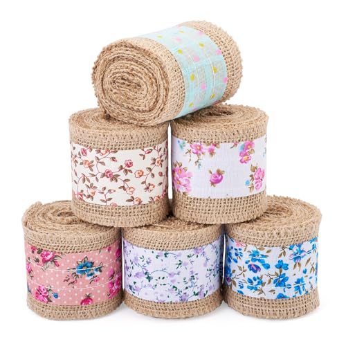 PandaHall Juteband, 63 mm, 6 Rollen, Juteband, florales Sackleinenband, für Geschenkverpackungen, Bastelarbeiten, Hochzeit, Weihnachtsdekoration PandaHall Juteband, 63 mm, 6 Rollen, Juteband, florales Sackleinenband, für Geschenkverpackungen, Bastelarbeiten, Hochzeit, Weihnachtsdekoration von PandaHall