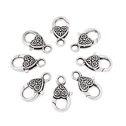 PandaHall Karabinerverschlüsse in Herzform, tibetischer Stil, 25,5 x 14 x 6 mm, Metall, für Schmuckherstellung, 50 Stück PandaHall Karabinerverschlüsse in Herzform, tibetischer Stil, 25,5 x 14 x 6 mm, Metall, für Schmuckherstellung, 50 Stück von PandaHall