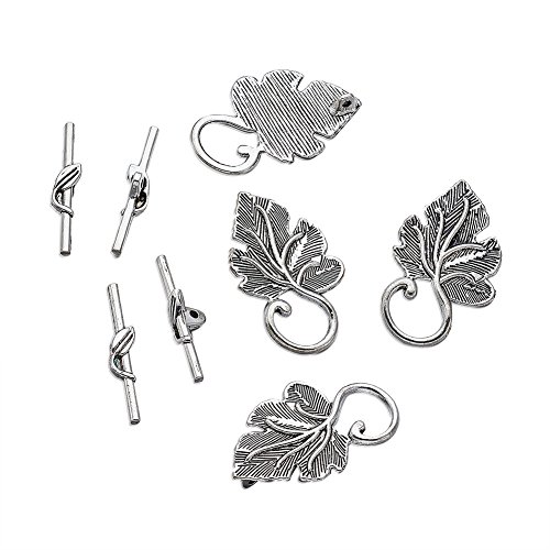 PandaHall Knebelverschlüsse, Antik-Silberlegierung, Blattverschluss, tibetischer Stil, für Halsketten, Armbänder, Schmuckherstellung, 10 Sets PandaHall Knebelverschlüsse, Antik-Silberlegierung, Blattverschluss, tibetischer Stil, für Halsketten, Armbänder, Schmuckherstellung, 10 Sets von PH PandaHall