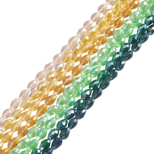 PandaHall Kristallperlen in Tropfenform, 8 Stränge, Grün / Orange, facettierte Glasperlen für selbstgemachte Halsketten, Armbänder, Ohrringe, Schmuckherstellung PandaHall Kristallperlen in Tropfenform, 8 Stränge, Grün / Orange, facettierte Glasperlen für selbstgemachte Halsketten, Armbänder, Ohrringe, Schmuckherstellung von PH PandaHall