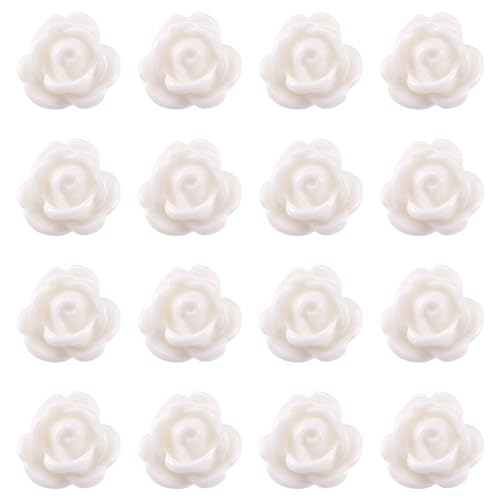 PandaHall Kunstharzperlen, Rosen-Perlen, weiß, blickdicht, Abstandshalter, lose Perlen, flache Rückseite, Cabochons, Verzierungen mit 1 mm Loch, für Scrapbooking, DIY, Halsketten, 20 Stück PandaHall Kunstharzperlen, Rosen-Perlen, weiß, blickdicht, Abstandshalter, lose Perlen, flache Rückseite, Cabochons, Verzierungen mit 1 mm Loch, für Scrapbooking, DIY, Halsketten, 20 Stück von PH PandaHall