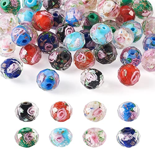 PandaHall Lampwork-Perlen mit Blumenmuster, 9 ~ 10 mm, 8 Farben, facettiert, Gold, Sandglas, lose Abstandshalter für Armband, Halskette, Schmuckherstellung, DIY, Handwerk, 40 Stück PandaHall Lampwork-Perlen mit Blumenmuster, 9 ~ 10 mm, 8 Farben, facettiert, Gold, Sandglas, lose Abstandshalter für Armband, Halskette, Schmuckherstellung, DIY, Handwerk, 40 Stück von PH PandaHall