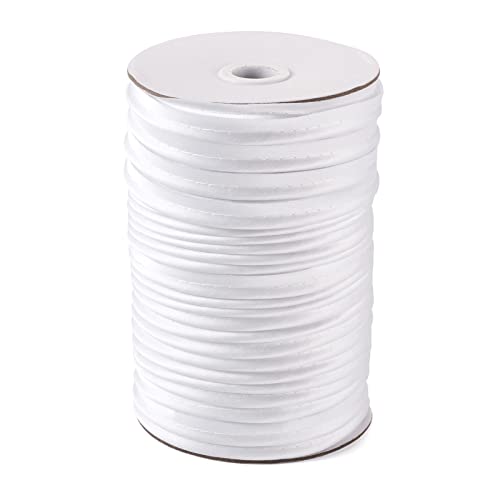 PandaHall Maxi-Kordel für Paspelierbänder, 11 mm, Weiß, 100 m, 11 mm, Weiß, eingefaltet, Schrägband, Polyester, Schrägband zum Nähen, Trimmen, Polster, Hut, Stirnband, Kleid, Dekoration von PH PandaHall