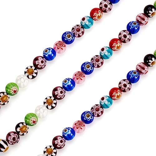 PandaHall Millefiori-Glasperlen, handgefertigt, rund, 8 mm, mit einzelner Blume für DIY-Schmuckherstellung, zufällige Farbauswahl, 5 Stränge PandaHall Millefiori-Glasperlen, handgefertigt, rund, 8 mm, mit einzelner Blume für DIY-Schmuckherstellung, zufällige Farbauswahl, 5 Stränge von PH PandaHall