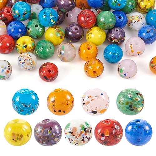 PandaHall Millefiori-Glasperlen, rund, 10 mm, handgefertigt, lose Kugelperlen, gepunktete Abstandshalter, Perlen für Bastelarbeiten, Schmuckherstellung, 54 Stück PandaHall Millefiori-Glasperlen, rund, 10 mm, handgefertigt, lose Kugelperlen, gepunktete Abstandshalter, Perlen für Bastelarbeiten, Schmuckherstellung, 54 Stück von PH PandaHall