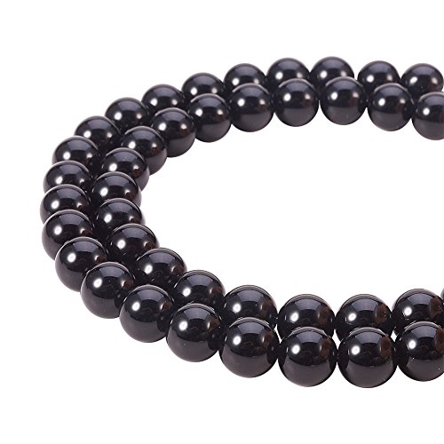 PandaHall Natural Obsidian Perlen Stränge für Schmuckherstellung (1 Stränge), rund, 8 mm, Bohrung: 1 mm; etwa 15,7 Zoll lang von PH PandaHall