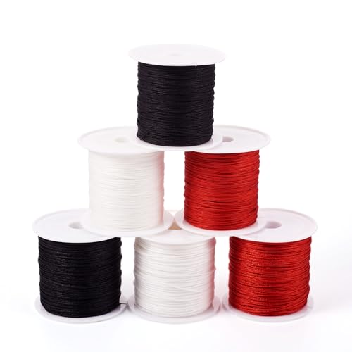 PandaHall Nylonfaden, 0,6 / 0,8 mm, geflochtene Perlenschnur, rot, chinesische Knotenschnur für Bastelarbeiten, Makramee, Freundschaftsarmband, Halskette, Schmuckherstellung, 6 Rollen, 0,6 / 0,8 mm, PandaHall Nylonfaden, 0,6 / 0,8 mm, geflochtene Perlenschnur, rot, chinesische Knotenschnur für Bastelarbeiten, Makramee, Freundschaftsarmband, Halskette, Schmuckherstellung, 6 Rollen, 0,6 / 0,8 mm, von PandaHall