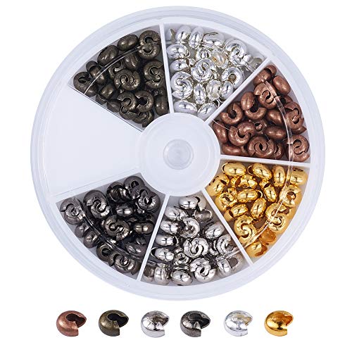 PandaHall Quetschperlen aus Messing, 6 Farben, 5 mm-210 Stück. von PH PandaHall
