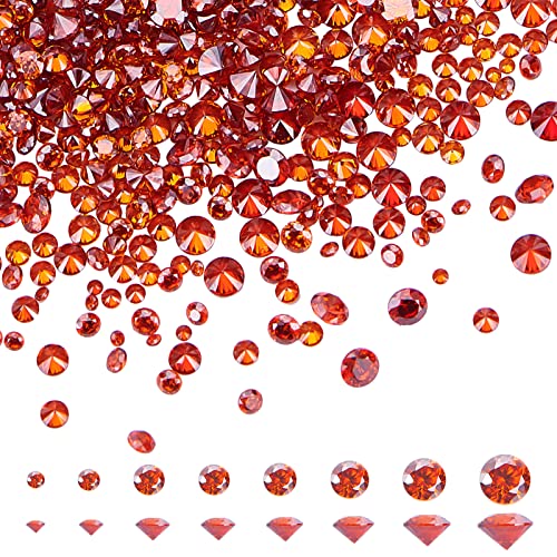 PandaHall Roter Zirkonia-Stein, 1600 Stück 8 Größen 0.8~2.5 mm Grade A Facettierte CZ-Diamant-Strasssteine Mit Spitzen Cabochons Auf Der Rückseite Für Ring-Ohrring-Armband-Nagelkunst von PH PandaHall