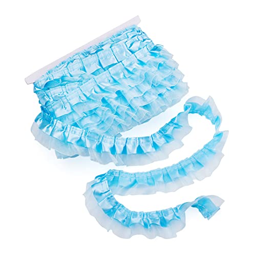 PandaHall Satin-Organza-Spitzenborte, 2-lagig, gerafft, Chiffonband, 4,8 cm, dunkelhimmelblau, plissierte Einfassung, Stoff für Stoffnähen, Hochzeit, Party, Dekoration, 21,8 m PandaHall Satin-Organza-Spitzenborte, 2-lagig, gerafft, Chiffonband, 4,8 cm, dunkelhimmelblau, plissierte Einfassung, Stoff für Stoffnähen, Hochzeit, Party, Dekoration, 21,8 m von PH PandaHall