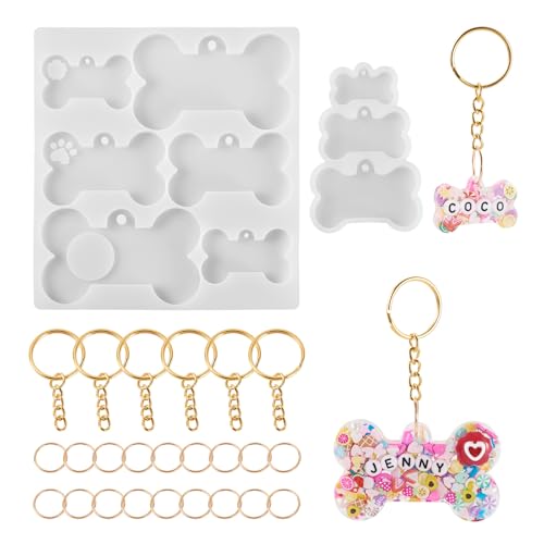 PandaHall Silikonformen für Hundeknochen, Haustierschmuck, Anhänger, Harzform mit Schlüsselanhängern, Biegering zum Gießen von UV-Epoxidharz, Schmuckherstellung, Schlüsselanhänger, Handwerk, 2 Stück PandaHall Silikonformen für Hundeknochen, Haustierschmuck, Anhänger, Harzform mit Schlüsselanhängern, Biegering zum Gießen von UV-Epoxidharz, Schmuckherstellung, Schlüsselanhänger, Handwerk, 2 Stück von PH PandaHall