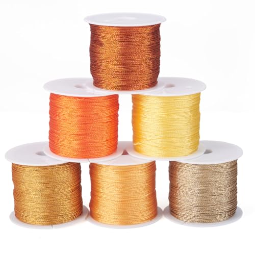 PandaHall Stickgarne, 0,4 mm, Metallic-Faden, 6-lagig, orange-gelb, Perlenschnur, Nähgarn zum Klöppeln, Quilten, Freundschaftsarmband, Schmuckherstellung, 6 Rollen PandaHall Stickgarne, 0,4 mm, Metallic-Faden, 6-lagig, orange-gelb, Perlenschnur, Nähgarn zum Klöppeln, Quilten, Freundschaftsarmband, Schmuckherstellung, 6 Rollen von PH PandaHall