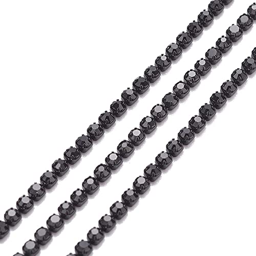 PandaHall Strass-Ketten aus schwarzem Messing, 2 mm, mit schwarzem Boden, für Schmuck, Handwerk, Kleidung, Kuchen, Vase, Dekoration, 1,5 m PandaHall Strass-Ketten aus schwarzem Messing, 2 mm, mit schwarzem Boden, für Schmuck, Handwerk, Kleidung, Kuchen, Vase, Dekoration, 1,5 m von PandaHall