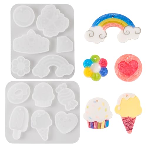 PandaHall Süßigkeiten-Silikonformen, Eiscreme, Gießharz, Regenbogen-UV-Harzform für Epoxidharz, Basteln, Schmuckherstellung, 2 Stück PandaHall Süßigkeiten-Silikonformen, Eiscreme, Gießharz, Regenbogen-UV-Harzform für Epoxidharz, Basteln, Schmuckherstellung, 2 Stück von PH PandaHall