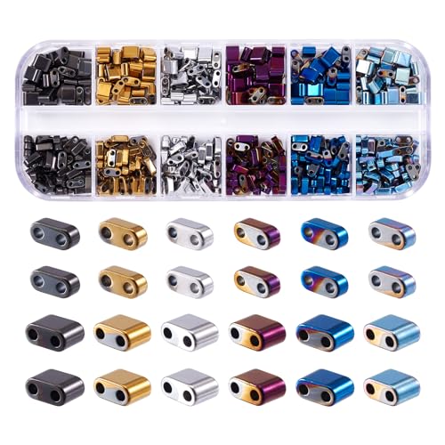 PandaHall Tila-Perlen, rechteckig, 2 Löcher, Rocailles, synthetische Häma-Trägerperlen, flache Bastelperlen für mehrsträngige Armbänder, Halsketten, Schmuckherstellung, 480 Stück PandaHall Tila-Perlen, rechteckig, 2 Löcher, Rocailles, synthetische Häma-Trägerperlen, flache Bastelperlen für mehrsträngige Armbänder, Halsketten, Schmuckherstellung, 480 Stück von PH PandaHall
